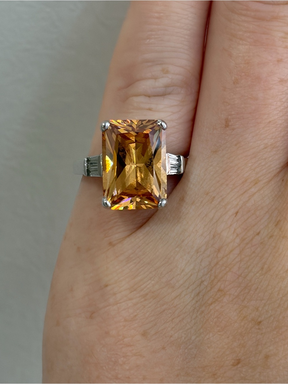 Sterling silver Rectangular Stone Ring